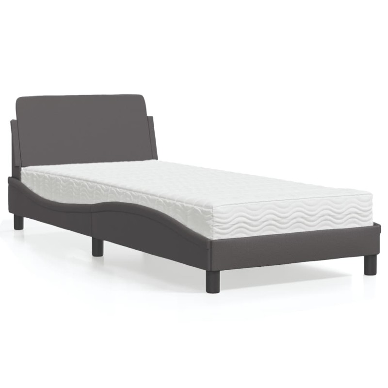 vidaXL Letto con Materasso Grgio 90x200 cm in Similpelle vidaXL Letto con Materasso Grgio 90x200 cm in Similpelle