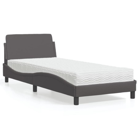 vidaXL Letto con Materasso Grgio 90x200 cm in Similpelle