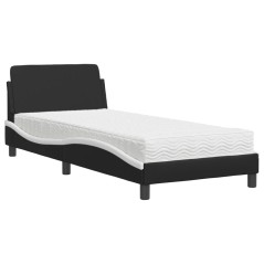 vidaXL Letto con Materasso Nero e Bianco 90x200 cm in Similpelle