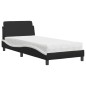 vidaXL Letto con Materasso Nero e Bianco 90x200 cm in Similpelle vidaXL Letto con Materasso Nero e Bianco 90x200 cm in Similpelle