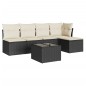 vidaXL Set Divano da Giardino 6 pz con Cuscini Nero in Polyrattan vidaXL Set Divano da Giardino 6 pz con Cuscini Nero in Polyrattan