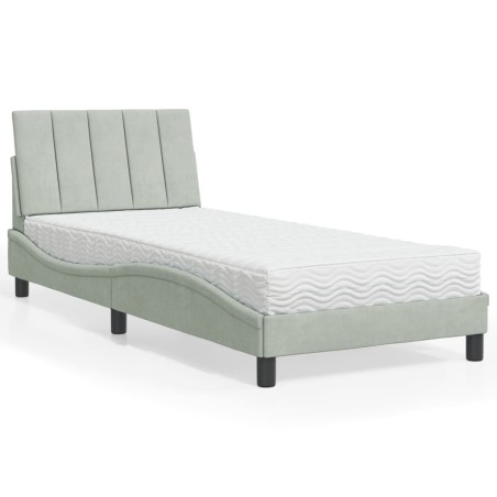 vidaXL Letto con Materasso Grigio Chiaro 80x200 cm in Velluto