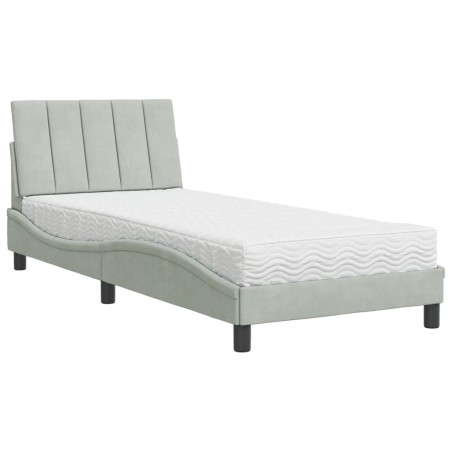 vidaXL Letto con Materasso Grigio Chiaro 80x200 cm in Velluto