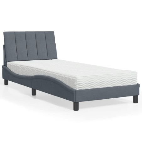 vidaXL Letto con Materasso Grigio Scuro 90x190 cm in Velluto