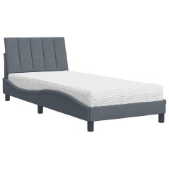 vidaXL Letto con Materasso Grigio Scuro 90x190 cm in Velluto