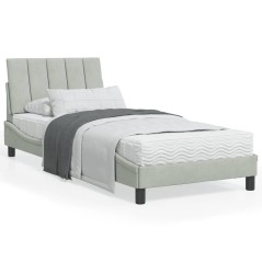 vidaXL Letto con Materasso Grigio Chiaro 90x200 cm in Velluto