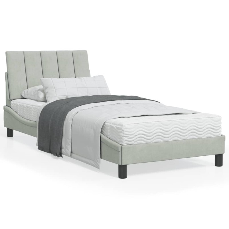 vidaXL Letto con Materasso Grigio Chiaro 90x200 cm in Velluto vidaXL Letto con Materasso Grigio Chiaro 90x200 cm in Velluto