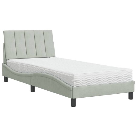 vidaXL Letto con Materasso Grigio Chiaro 90x200 cm in Velluto