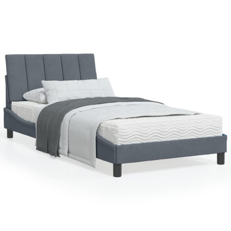 vidaXL Letto con Materasso Grigio Scuro 100x200 cm in Velluto