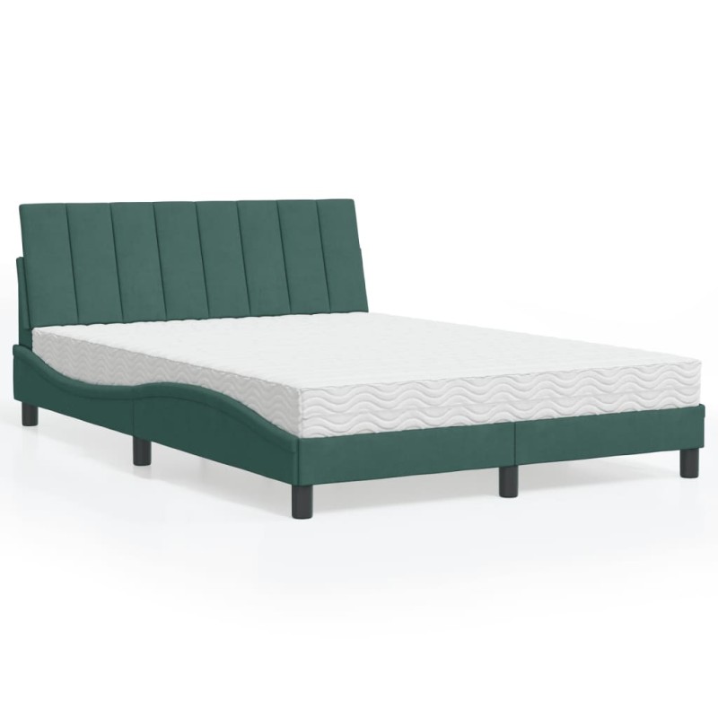 vidaXL Letto con Materasso Verde Scuro 140x190 cm in Velluto