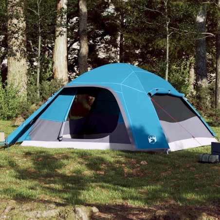 vidaXL Tenda da Campeggio a Cupola per 4 Persone Blu Impermeabile
