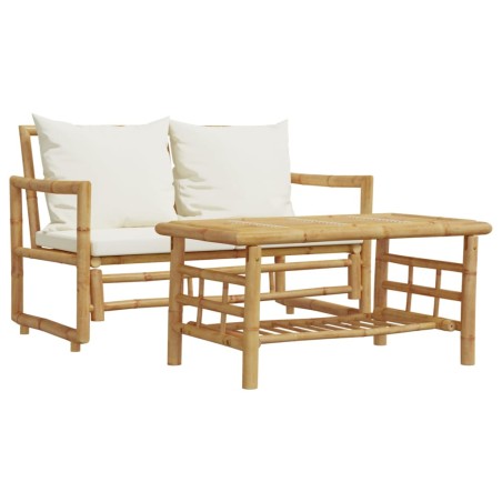 vidaXL Set Divano da Giardino 2 pz con Cuscini in Bambù