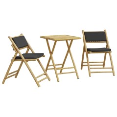 vidaXL Set da Bistrot Pieghevole 3pz con Cuscini Grigio Scuro Bambù