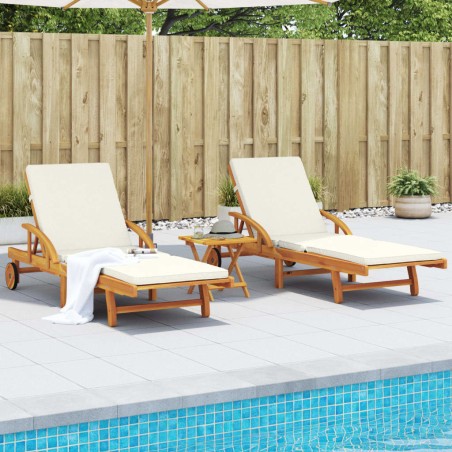 vidaXL Lettini 2 pz con Cuscini 200x68x83 cm Legno Massello di Acacia