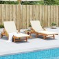 vidaXL Lettini 2 pz con Cuscini 200x68x83 cm Legno Massello di Acacia