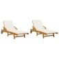 vidaXL Lettini 2 pz con Cuscini 200x68x83 cm Legno Massello di Acacia