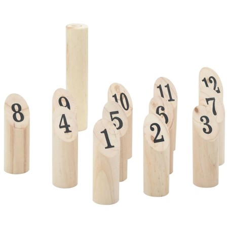 vidaXL Set Gioco Kubb Numerici 13pz con Custodia Legno Massello Pino