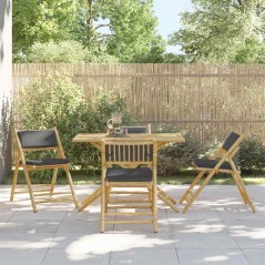 vidaXL Set da Bistrot Pieghevole 5pz con Cuscini Grigio Scuro Bambù