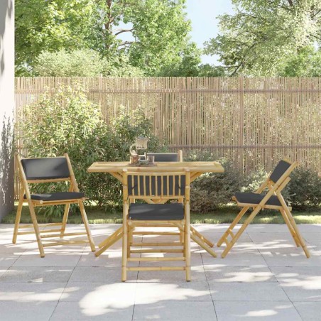 vidaXL Set da Bistrot Pieghevole 5pz con Cuscini Grigio Scuro Bambù