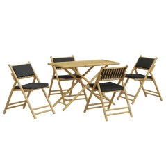 vidaXL Set da Bistrot Pieghevole 5pz con Cuscini Grigio Scuro Bambù