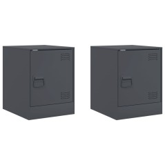 vidaXL Comodini 2 pz Antracite 34,5x39x44 cm in Acciaio
