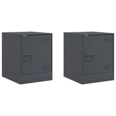 vidaXL Comodini 2 pz Antracite 34,5x39x44 cm in Acciaio