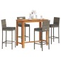 vidaXL Set Bar Giardino 5pz Grigio Legno Massello Acacia e Polyrattan vidaXL Set Bar Giardino 5pz Grigio Legno Massello Acacia e Polyrattan