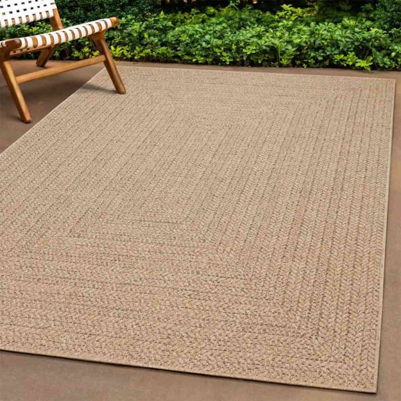 vidaXL Tappeto ZIZUR 120x120 cm Aspetto Iuta per Interni ed Esterni vidaXL Tappeto ZIZUR 120x120 cm Aspetto Iuta per Interni ed Esterni