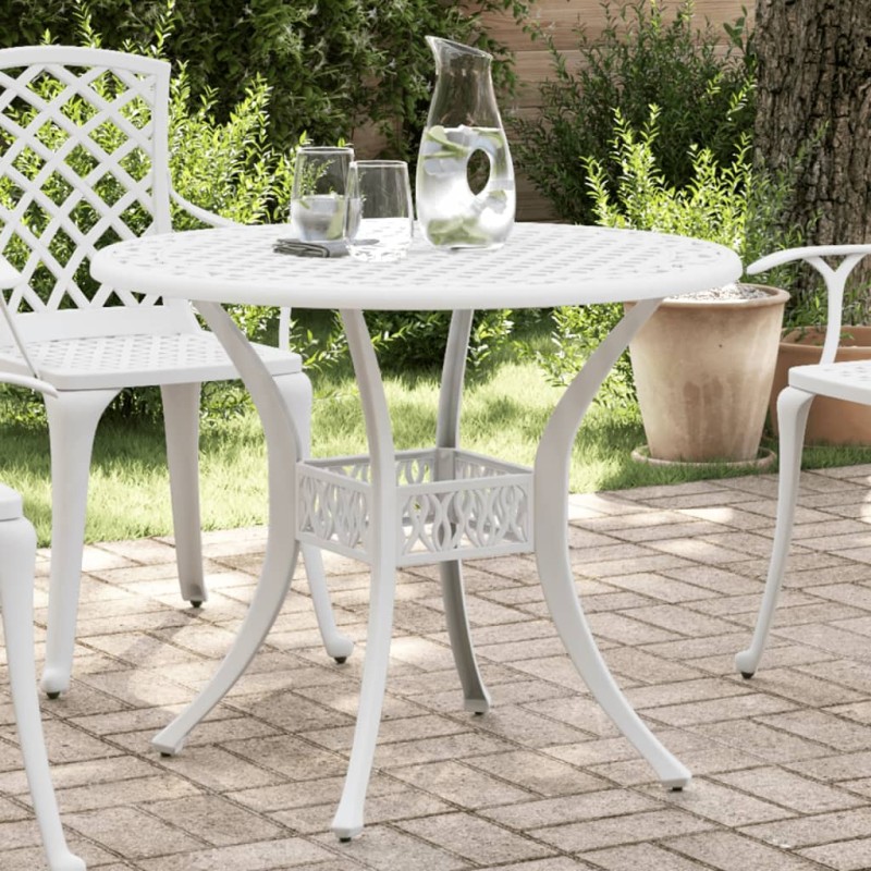 vidaXL Tavolo da Giardino Bianco Ø90x75 cm in Alluminio Pressofuso vidaXL Tavolo da Giardino Bianco Ø90x75 cm in Alluminio Pressofuso