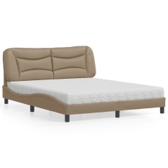 vidaXL Letto con Materasso Cappuccino 160x200cm Similpelle