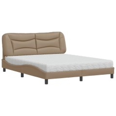 vidaXL Letto con Materasso Cappuccino 160x200cm Similpelle