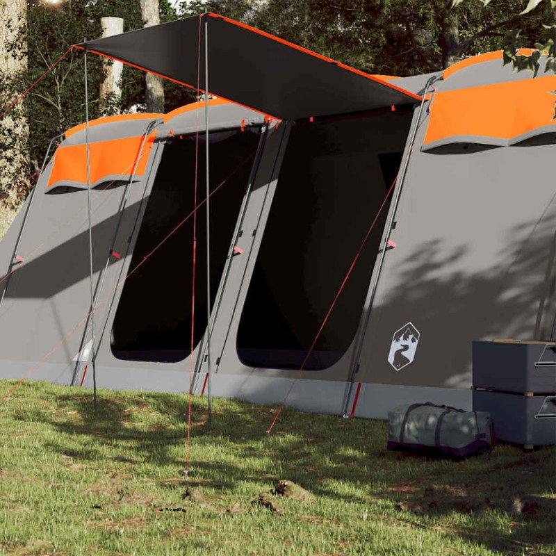 vidaXL Tenda Familiare Tunnel 10 Persone Grigia Arancione Impermeabile vidaXL Tenda Familiare Tunnel 10 Persone Grigia Arancione Impermeabile