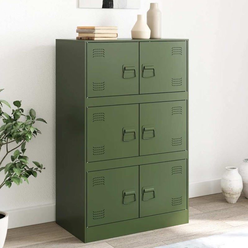 vidaXL Credenza Verde Oliva 67x39x107 cm in Acciaio vidaXL Credenza Verde Oliva 67x39x107 cm in Acciaio