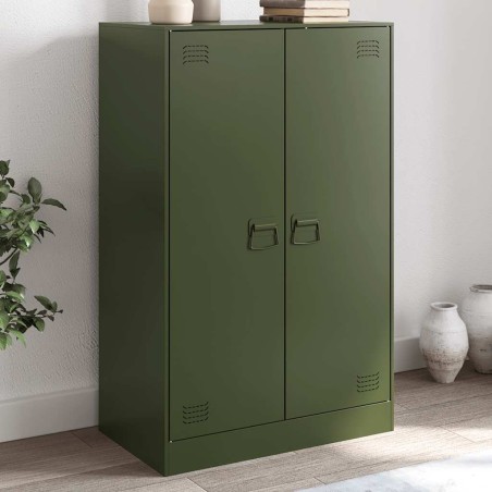 vidaXL Credenza Verde Oliva 67x39x107 cm in Acciaio