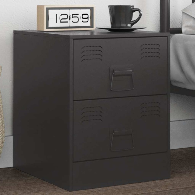 vidaXL Comodino Nero 34,5x39x44 cm in Acciaio