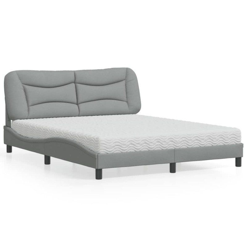 vidaXL Letto con Materasso Grigio Chiaro160x200 cm Tessuto vidaXL Letto con Materasso Grigio Chiaro160x200 cm Tessuto