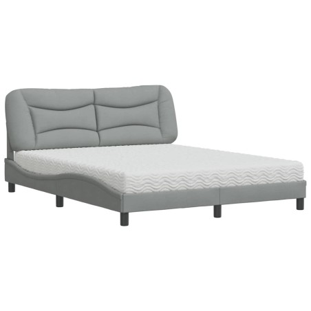 vidaXL Letto con Materasso Grigio Chiaro160x200 cm Tessuto