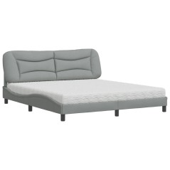 vidaXL Letto con Materasso Grigio Chiaro180x200 cm Tessuto