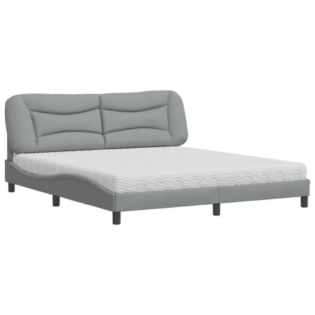 vidaXL Letto con Materasso Grigio Chiaro180x200 cm Tessuto