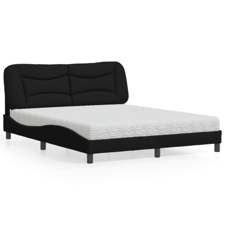vidaXL Letto con Materasso Nero 160x200 cm in Tessuto