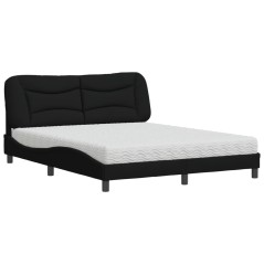 vidaXL Letto con Materasso Nero 160x200 cm in Tessuto