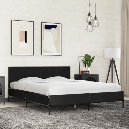 vidaXL Giroletto Nero 160x200 cm in Legno Multistrato e Metallo