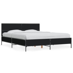 vidaXL Giroletto Nero 160x200 cm in Legno Multistrato e Metallo