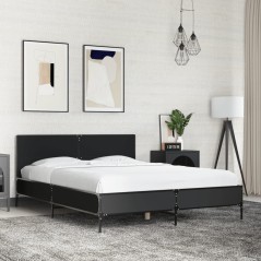 vidaXL Giroletto Nero 140x190 cm in Legno Multistrato e Metallo