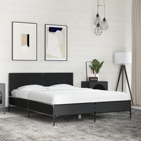 vidaXL Giroletto Nero 140x190 cm in Legno Multistrato e Metallo