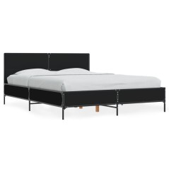 vidaXL Giroletto Nero 140x190 cm in Legno Multistrato e Metallo