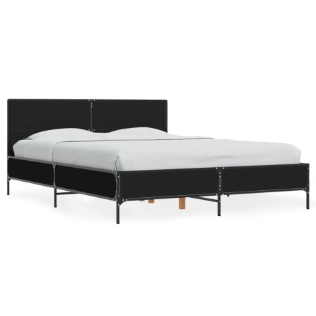 vidaXL Giroletto Nero 140x190 cm in Legno Multistrato e Metallo