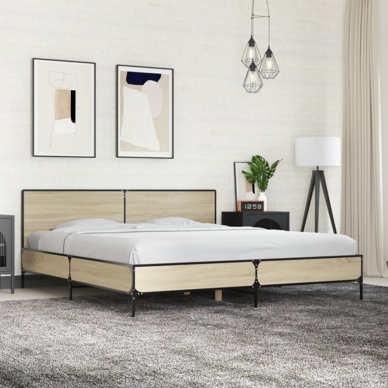 vidaXL Giroletto Rovere Sonoma 200x200 cm Legno Multistrato e Metallo vidaXL Giroletto Rovere Sonoma 200x200 cm Legno Multistrato e Metallo