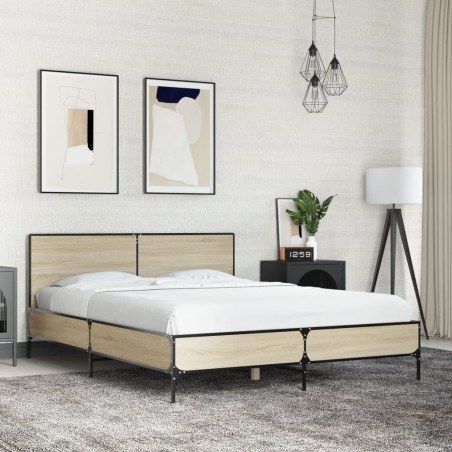 vidaXL Giroletto Rovere Sonoma 120x200 cm in Legno Multistrato Metallo