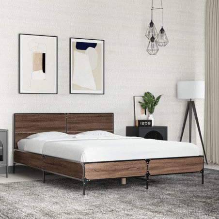 vidaXL Giroletto Rovere Marrone 120x190cm in Legno Multistrato Metallo